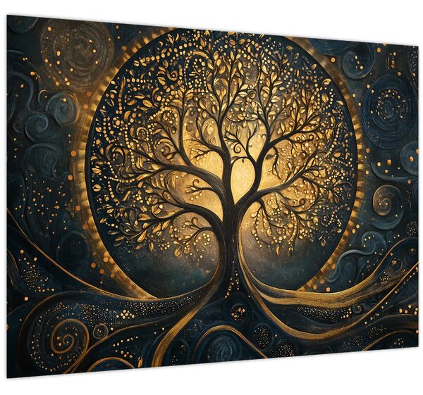 Obraz - Strom se zlatou aurou (70x50 cm)