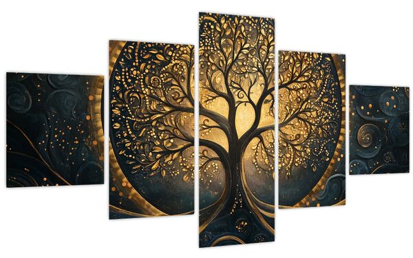 Obraz - Strom se zlatou aurou (125x70 cm)