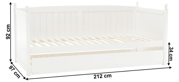 Kondela Postel s přistýlkou 90x200, borovicové dřevo, bílá, GLAMIS