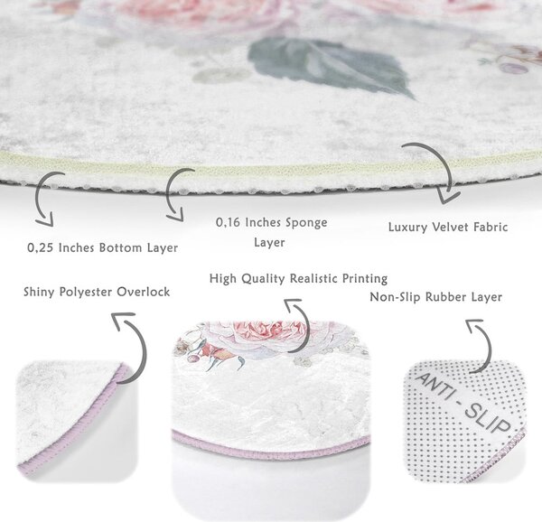 Bílo-růžový pratelný kulatý koberec vhodný pro robotické vysavače ø 80 cm Comfort – Mila Home