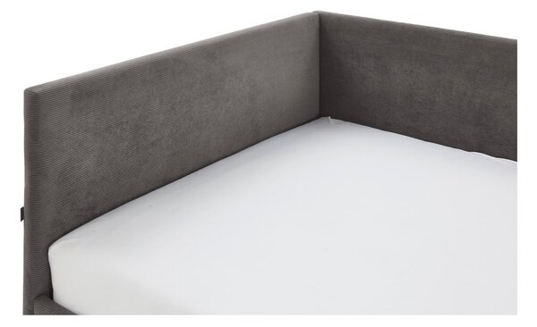 Antracitová čalouněná rohová dětská postel s úložným prostorem s roštem 90x200 cm Cool – Meise Möbel