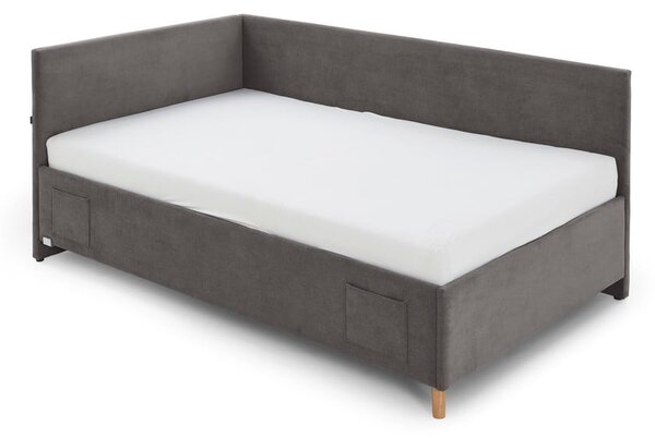 Antracitová čalouněná rohová dětská postel s úložným prostorem s roštem 90x200 cm Cool – Meise Möbel
