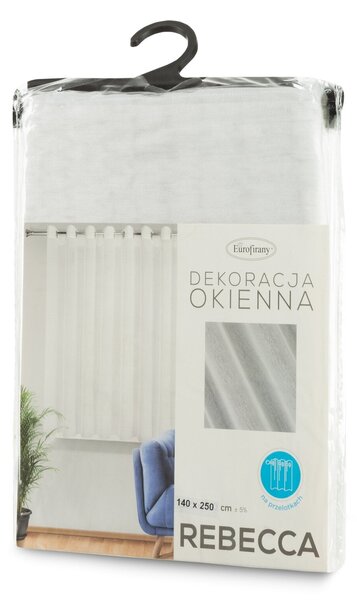 ZÁCLONA NA KROUŽCÍCH REBECCA 350X160 CM BÍLÁ