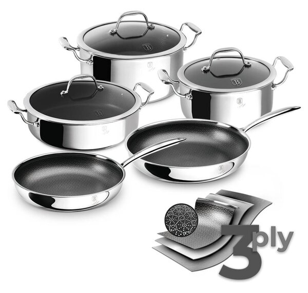 BERLINGERHAUS Sada nádobí s 3D nepřilnavým povrchem 8 ks nerez Eternal Collection BH-8959