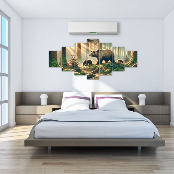 Obraz - Medvědi v lese (210x100 cm)