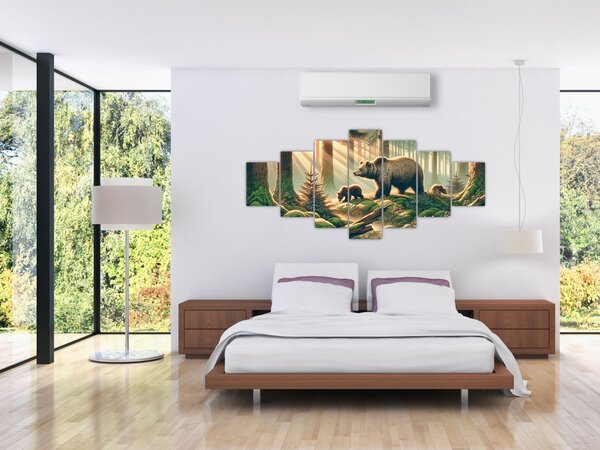 Obraz - Medvědi v lese (210x100 cm)