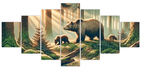 Obraz - Medvědi v lese (210x100 cm)