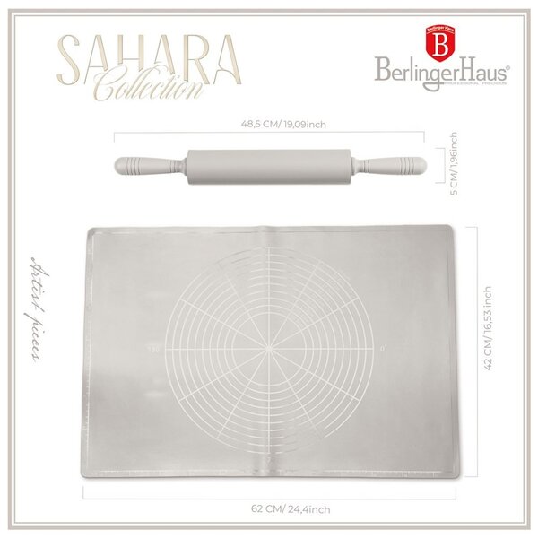 BERLINGERHAUS Silikonového váleček na těsto a pečící podložka Sahara Collection BH-8781