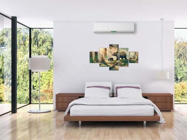 Obraz - Medvědi v lese (125x70 cm)