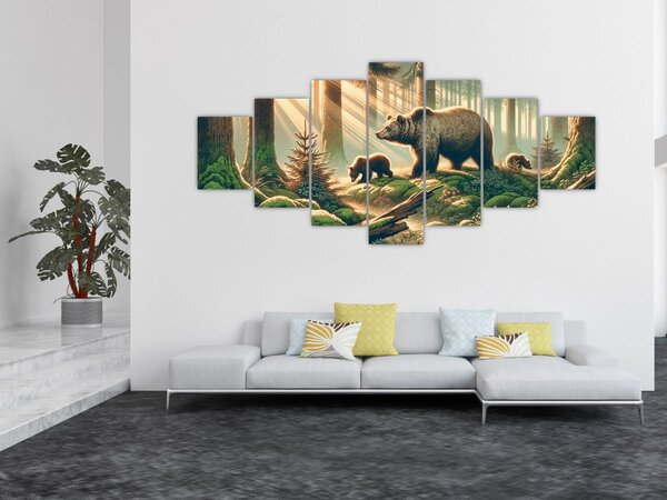 Obraz - Medvědi v lese (210x100 cm)