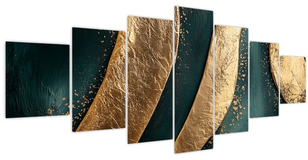 Obraz - Zelená abstrakce se zlatem I. (210x100 cm)