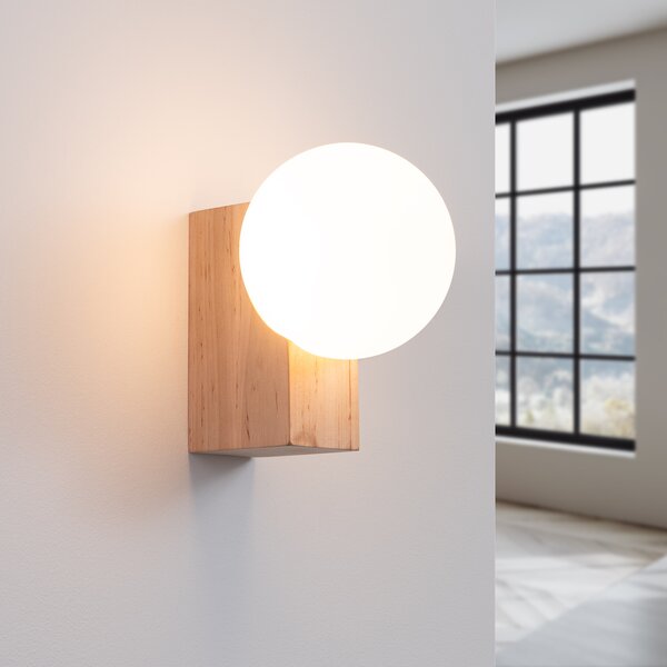 Sollux Lighting Nástěnné svítidlo BULBO přírodní dřevo