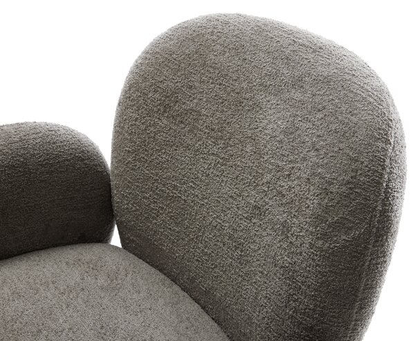 DELIFE Jídelní židle Nube-Flex s područkami bouclé měkký tmavě béžová křížová podnož grafit 360° otočný houpací funkce taštičkové pružiny