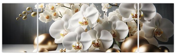 Obraz - Orchidej a zlaté koule (170x50 cm)