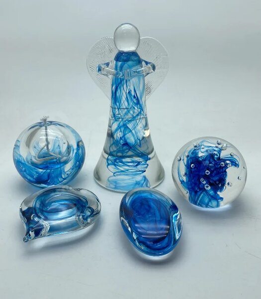 Sklárna Častolovice - Skleněné těžítko - 5.čakra - paperweight