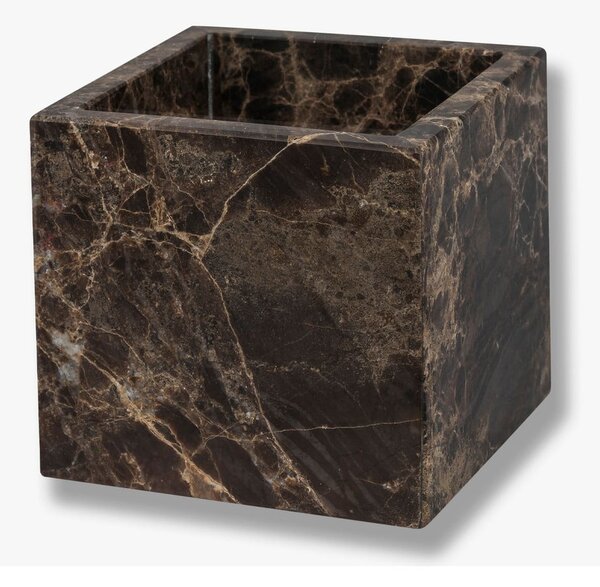 Tmavě hnědý mramorový koupelnový organizér na vatové tampony Marble – Mette Ditmer Denmark