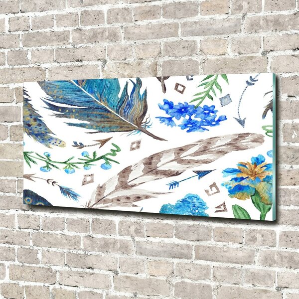 Foto obraz sklo tvrzené Pera a květiny osh-93846682