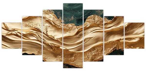 Obraz - Zelená abstrakce se zlatem II. (210x100 cm)