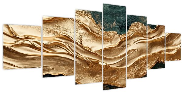 Obraz - Zelená abstrakce se zlatem II. (210x100 cm)