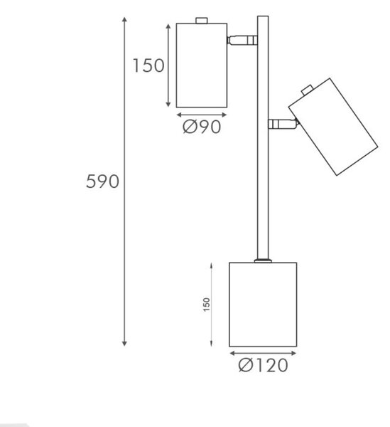 ACA Lighting stolní lampa KENNETH černý kov 2xE27 MT240572