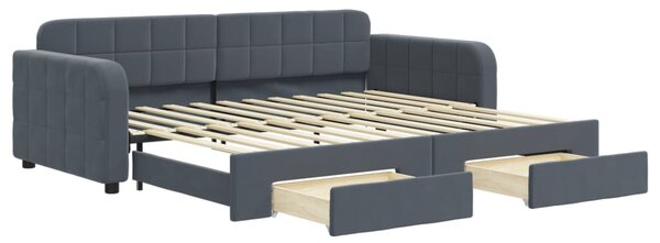 Válenda s přistýlkou a zásuvkami tmavě šedá 90 x 200 cm samet 3196978