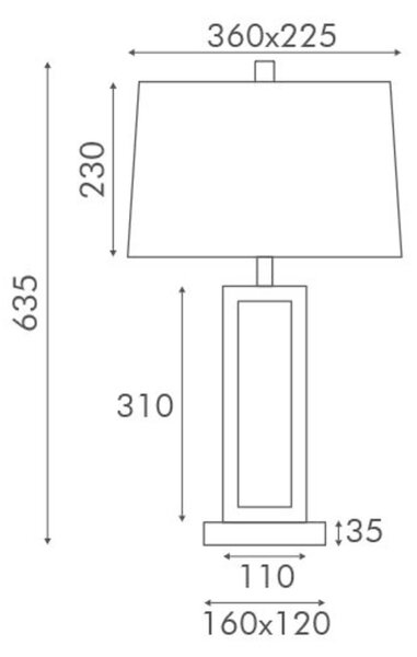 ACA Lighting hranatá stolní lampa DENNIS černý kov bílé textilní stínítko 1xE27 MT240515