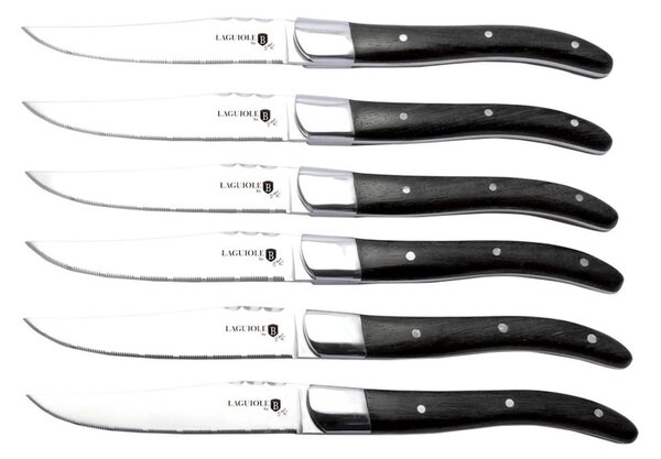 Sada steakových nožů 6 ks černá rukojeť Laguiole Collection