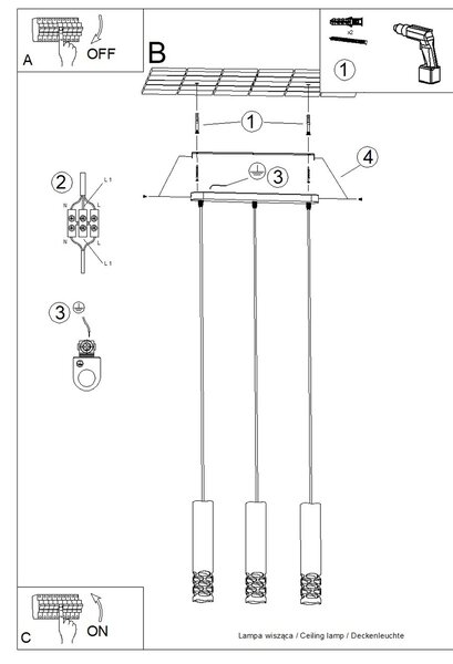 Sollux Lighting Závěsné svítidlo LIRO 3L bílé