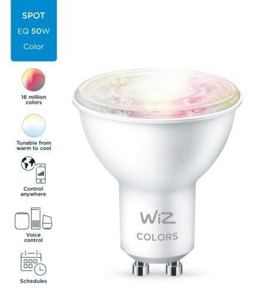 LED Žárovka WiZ Colors 8718699787134 GU10 PAR16 4,9-50W 345lm 2200-6500K, RGB 16 mil. barev, stmívatelná