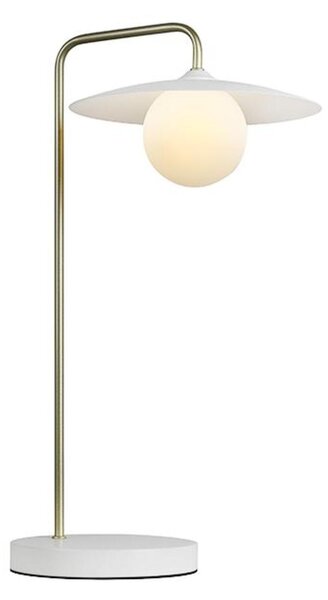 ACA Lighting stolní lampa FLERIA 1xG9 bílá základna a zlatá stojna s akrylovým stínítkem HM235T1