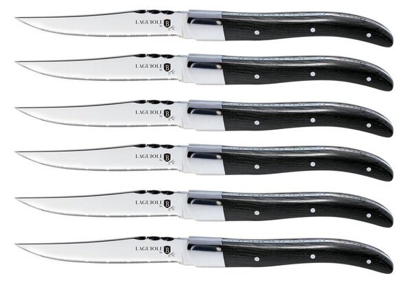 Sada steakových nožů 6 ks černá rukojeť Laguiole Collection