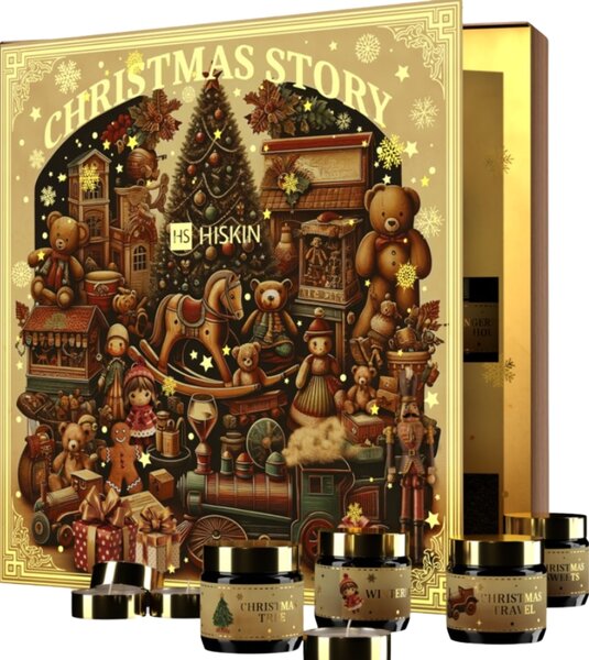 Adventní kalendář s 24 sójovými svíčkami Christmas Story, stojící Hiskin