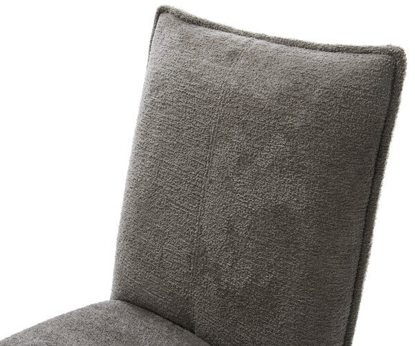 DELIFE Jídelní židle Lelio-Flex bouclé měkký tmavě béžová křížová podnož nerezová ocel 360° otočný houpací funkce taštičkové pružiny