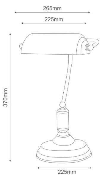 ACA Lighting stolní lampa PRESTIGE 1xE27 zelené sklo, patinovaná mosaz, kov SF2007GR