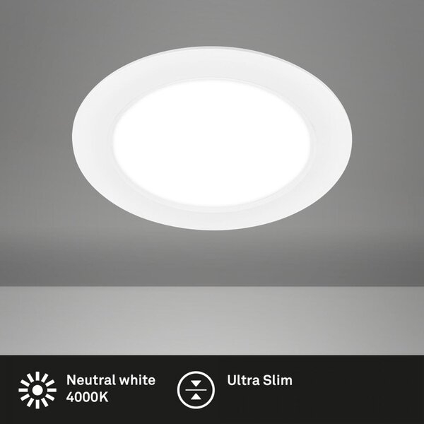BRILONER LED vestavné bodové svítidlo – pr. 170mm, ploché, 12W, 230V, neutrální bílá, bílé 7994016