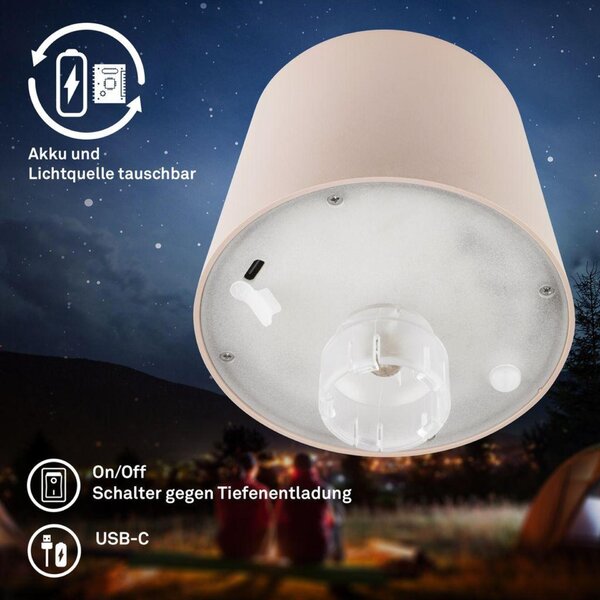 BRILONER Bota lampička na láhev - 1,8W, 120lm, nabíjecí, LED, stmívatelné, teplá bílá, béžová 7709011