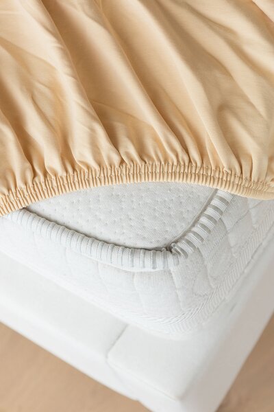 Prostěradlo Pískové ELASTAN PREMIUM Jersey s elastanem PREMIUM 90-100 x 200-220/40