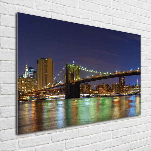 Foto obraz sklo tvrzené Manhattan noc osh-94053969