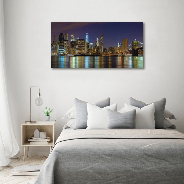 Foto obraz sklo tvrzené Manhattan noc osh-94053969