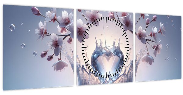 Obraz - Diamantové srdce (s hodinami) (90x30 cm)