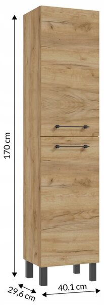 Koupelnový sloupek DomoDomo dub craft stojící 4 police 170x40 cm