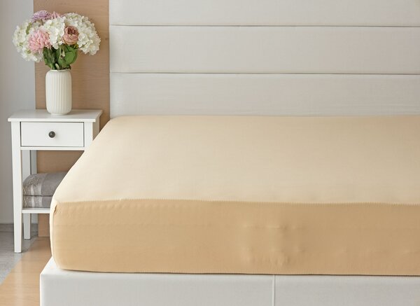 Prostěradlo Pískové ELASTAN PREMIUM Jersey s elastanem PREMIUM 90-100 x 200-220/40