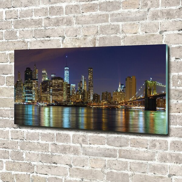 Foto obraz sklo tvrzené Manhattan noc osh-94053969
