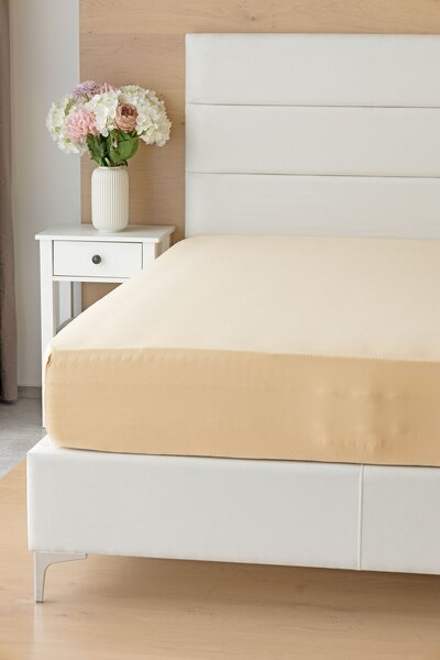 Prostěradlo Pískové ELASTAN PREMIUM Jersey s elastanem PREMIUM 90-100 x 200-220/40