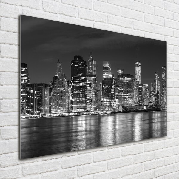 Foto obraz sklo tvrzené Manhattan noc osh-94054059