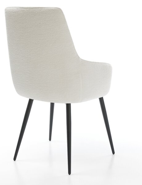 DELIFE Jídelní židle Zelia-Flex s područkami bouclé měkký béžová 4 nohy zúžené černá taštičkové pružiny
