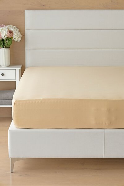 Prostěradlo Pískové ELASTAN PREMIUM Jersey s elastanem PREMIUM 90-100 x 200-220/40