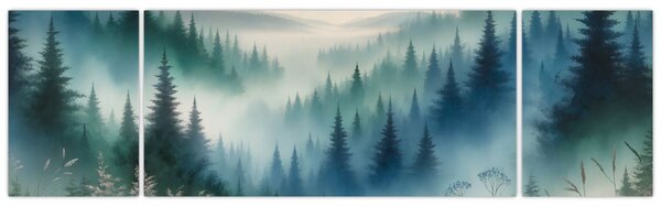 Obraz - Lesní krajina s mlhou (170x50 cm)