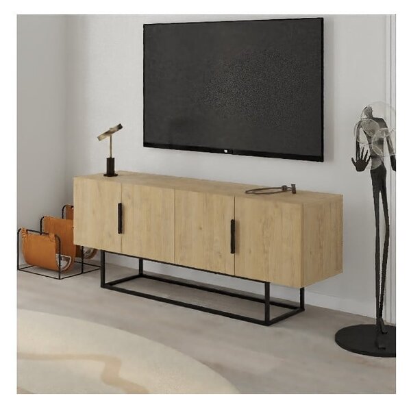 TV stolek v dekoru dubu v přírodní barvě 140x55 cm Titan – Marckeric
