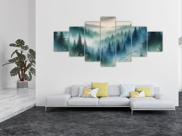 Obraz - Lesní krajina s mlhou (210x100 cm)